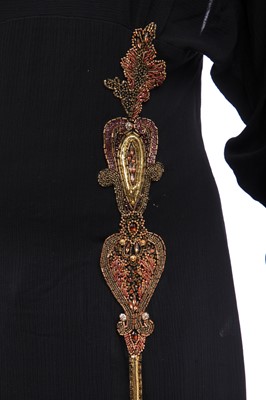 Lot 179 - A Karl Lagerfeld embellished black chiffon evening gown, 1985