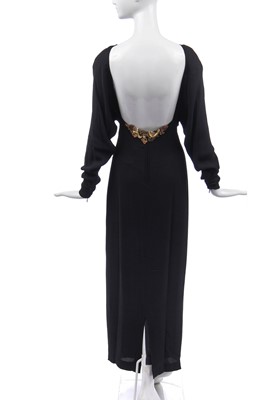 Lot 179 - A Karl Lagerfeld embellished black chiffon evening gown, 1985
