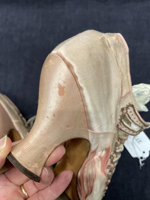 Lot 273 - A pair of Jacobus pink satin shoes, circa 1900