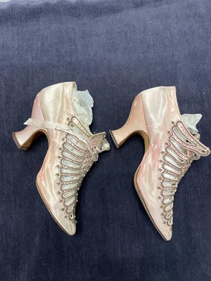 Lot 273 - A pair of Jacobus pink satin shoes, circa 1900