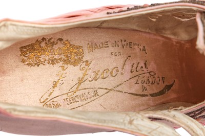 Lot 273 - A pair of Jacobus pink satin shoes, circa 1900