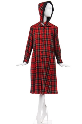 Lot 406 - A Molyneux tartan coat and hood, late 1940s