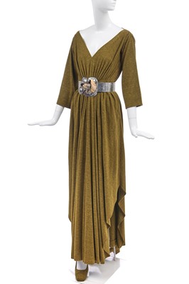 Lot 212 - A Madame Grès wool hostess dress with accessories, late 1960s - early 70s