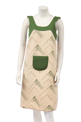 Lot 312 - A Pierre Cardin printed wool pinafore dress, late 1960s