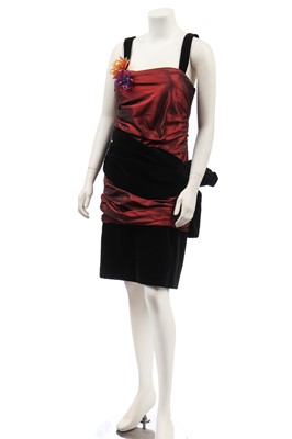 Lot 238 - An Yves Saint Laurent wine shot-silk cocktail dress, 1980s