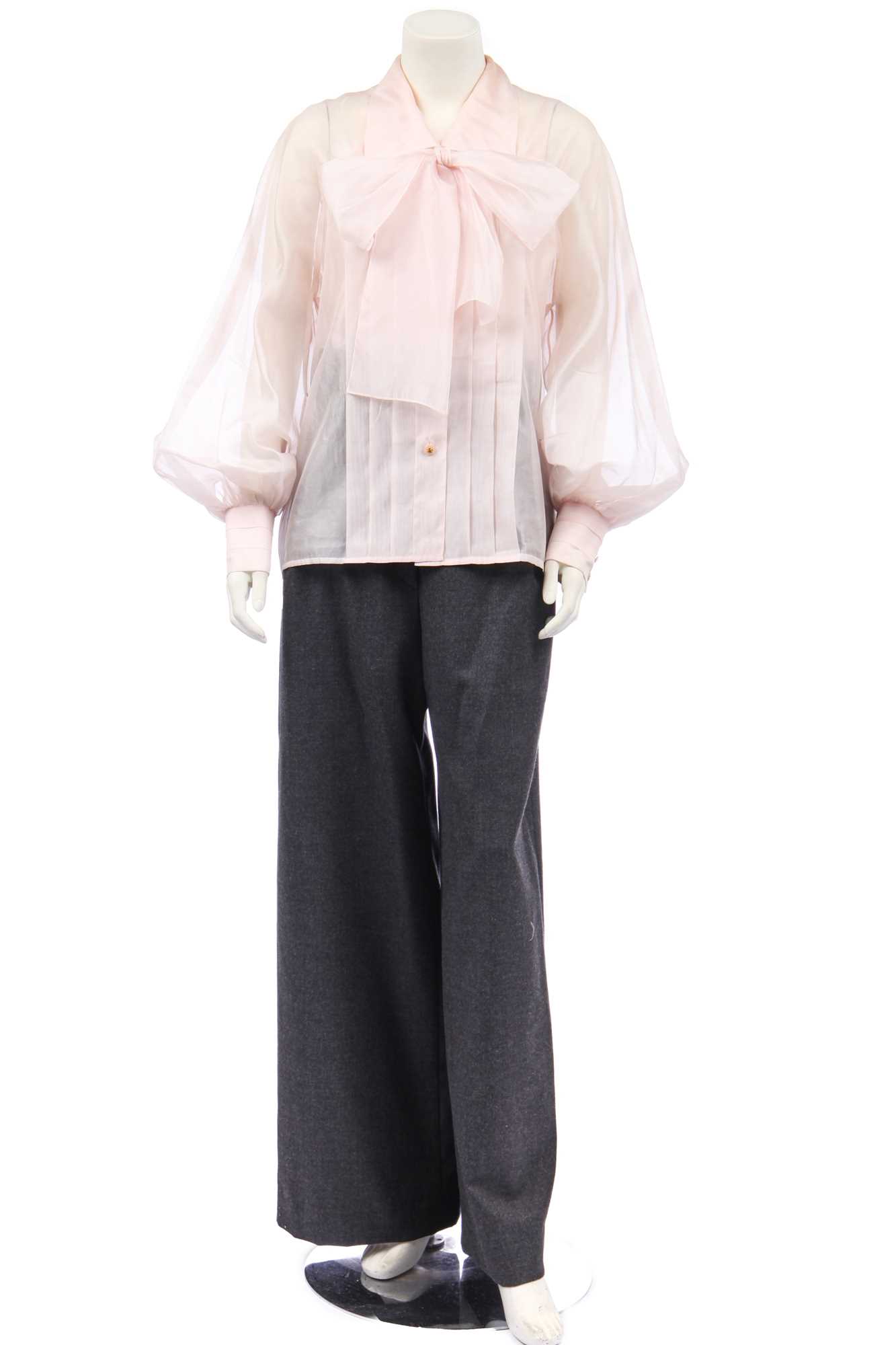 Lot 27 - A Chanel pink organza blouse and grey