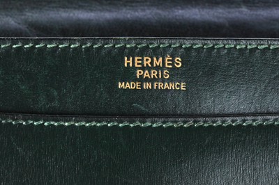 Lot 54 - An Hermès Fonsbelle bag in dark green Box leather, late 1960s