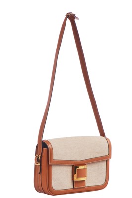 Lot 53 - An Hermès canvas and natural leather shoulder bag, 1960s