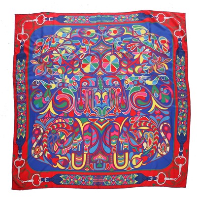 Lot 55 - An Hermès giant 'Folklore' printed silk scarf, 2014