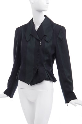 Lot 152 - A John Galliano black and green striped jacket,  'Fencing' collection, Autumn-Winter 1990-91