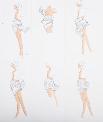 Lot 171 - Julie Verhoeven for John Galliano fashion sketches, 'Nancy Cunard' collection, Autumn-Winter, 1989-90