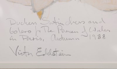 Lot 364 - Victor Edelstein sketch of Princess Diana's gold satin evening gown