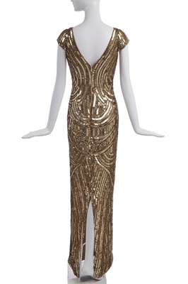Lot 99 - A fine Alexander McQueen gold embroidered and sequined evening dress, 'In Memory of Elizabeth Howe, Salem 1692' or 'Witches of Salem' collection, Autumn-Winter 2007