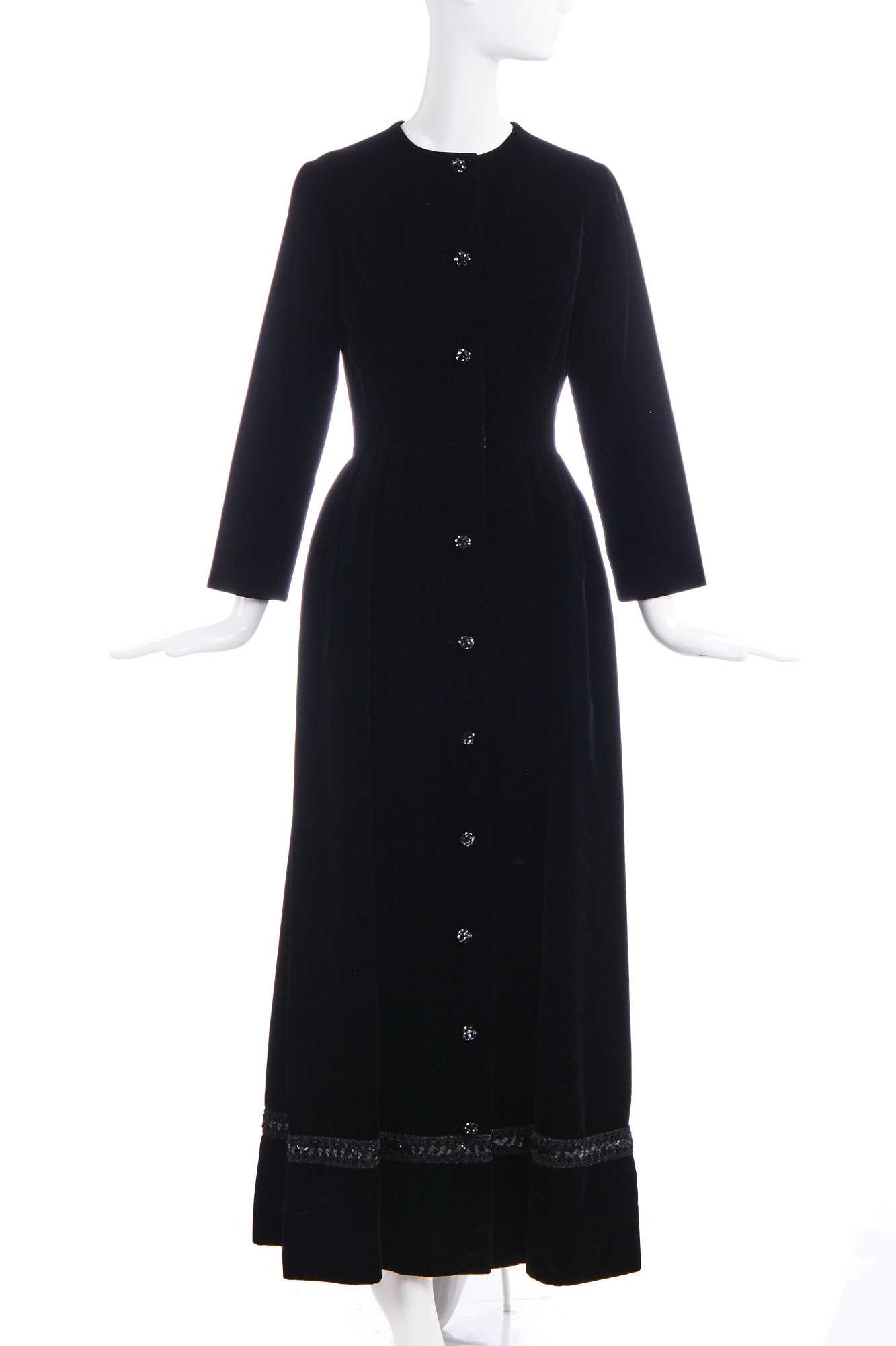 Lot 206 - A Christian Dior black velvet coat/dress,