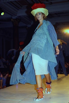 Lot 160 - A rare Westwood/McLaren grey cotton smock-dress, 'Punkature' collection, Spring-Summer 1983