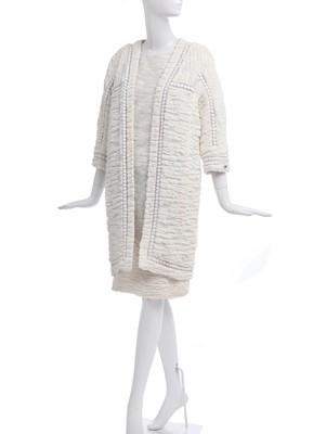 Lot 15 - A Chanel white fantasy tweed and silver lace ensemble, Spring-Summer 2009