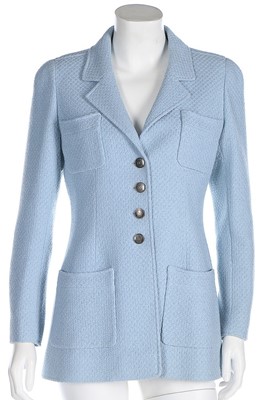 Lot 1 - A Chanel pale blue wool jacket, 1997, boutique...