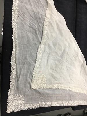 Lot 297 - A fine and rare striped silk caraco à la 'Pierrot' jacket, embroidered 'petticoat' and fichu, circa 1790