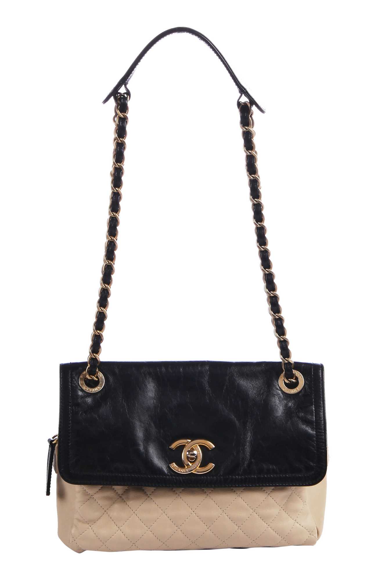 Lot 6 - Chanel two-tone quilted leather bag, 2012