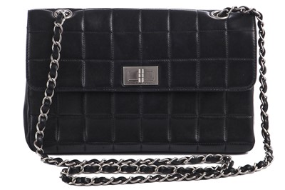 Lot 8 - A Chanel quilted black lambskin leather 2.55 variation, 2000-02