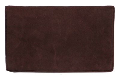 Lot 66 - A Cartier brown suede clutch with 9K gold clasp, 1930s