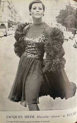 Lot 217 - A Jacques Heim couture aubergine chiffon cocktail dress and mantle, 'Vivaldi', Autumn-Winter 1965-66