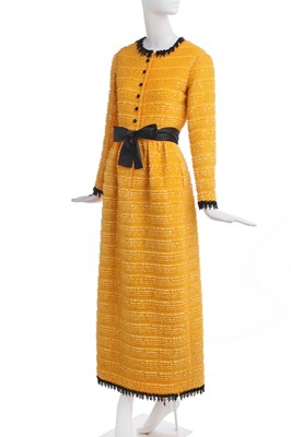 Lot 204 - A Christian Dior by Marc Bohan yellow hostess gown, late 1960s