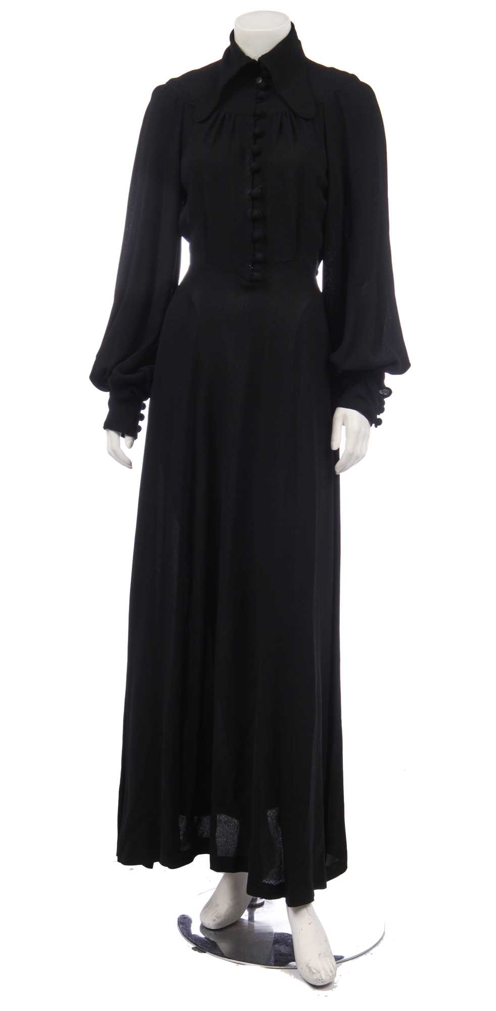 Lot 245 - An Ossie Clark for Radley black moss-crêpe dress, 1970s