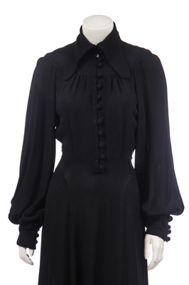 Lot 245 - An Ossie Clark for Radley black moss-crêpe dress, 1970s