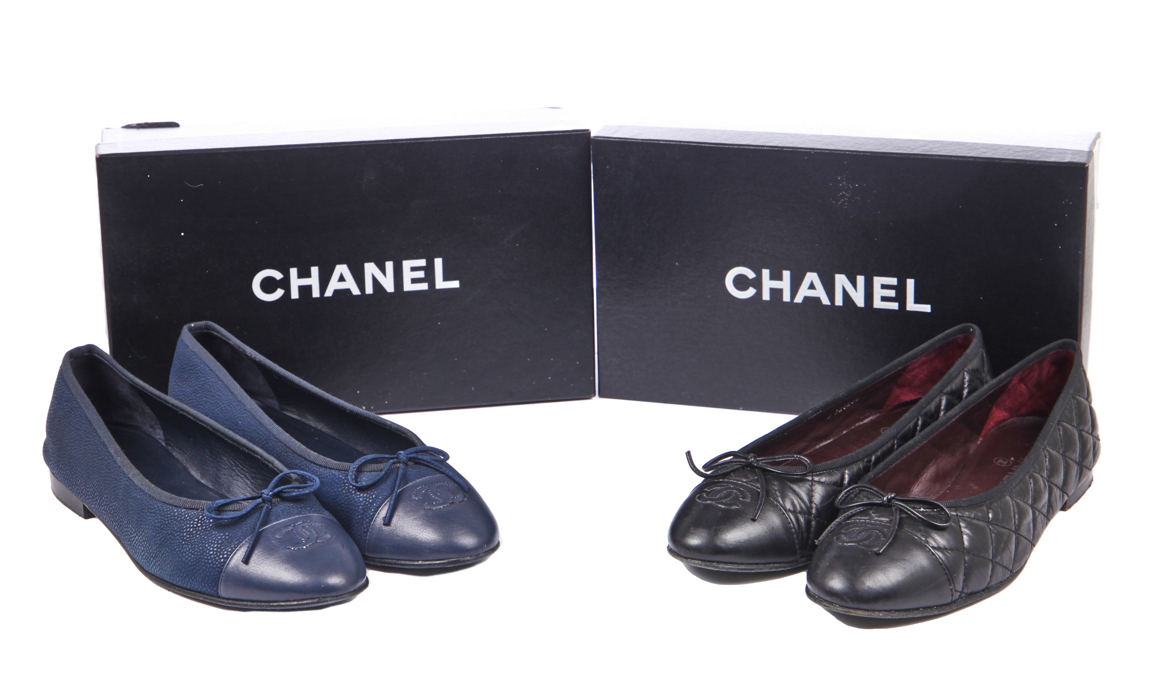 Lot 359 - Chanel Two-Tone Ballet Flats, ice blue and