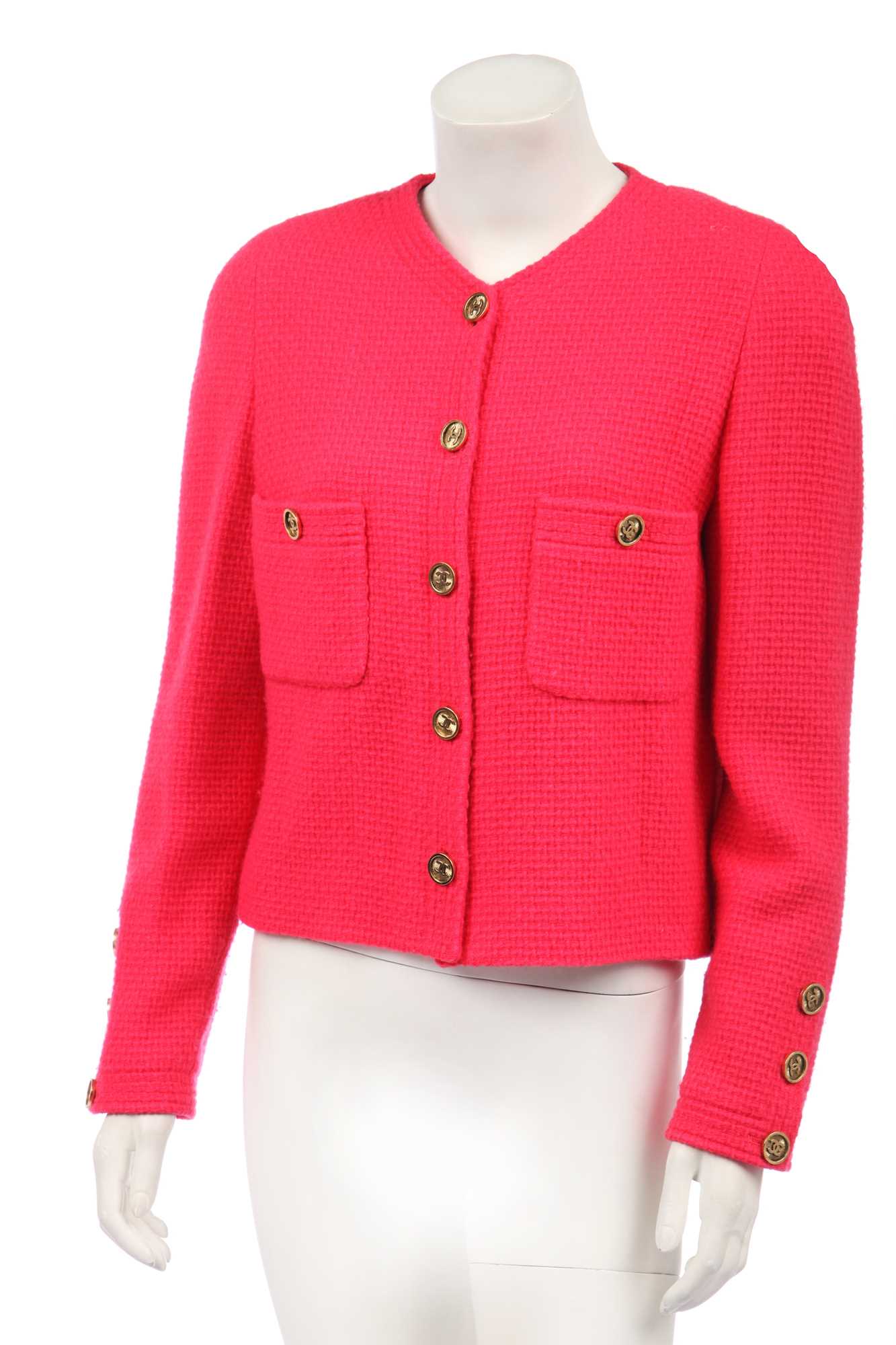 Lot 4 - A Chanel pink tweed jacket, circa 1991