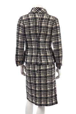 Lot 155 - A Chanel couture black and white tartan wool suit, mid 1960s