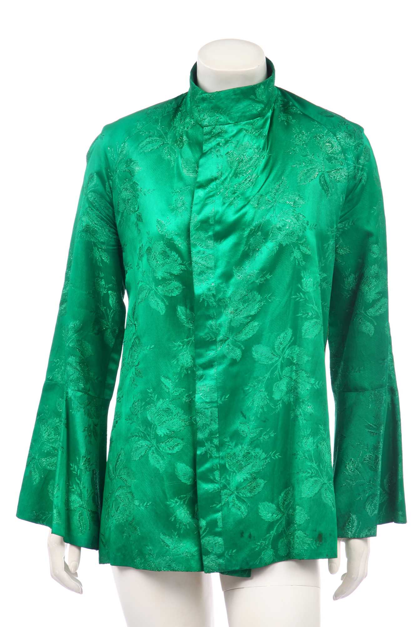 Lot 318 - A rare Beatle's Apple boutique man's figured green satin jacket designed by 'The Fool', late 1960s