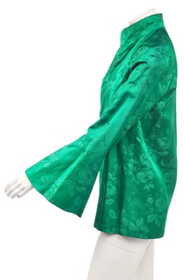 Lot 318 - A rare Beatle's Apple boutique man's figured green satin jacket designed by 'The Fool', late 1960s