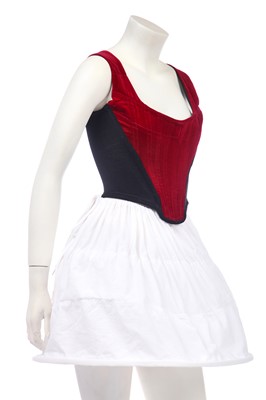 Lot 184 - A Vivienne Westwood red velvet corset, Harris Tweed collection, Autumn-Winter, 1987-88