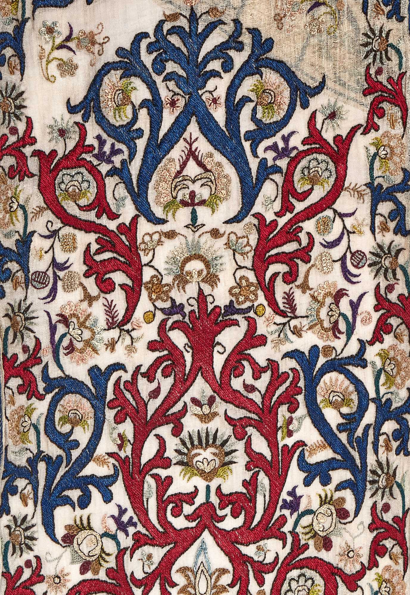 Lot 537 - An embroidered muslin panel, Algerian,