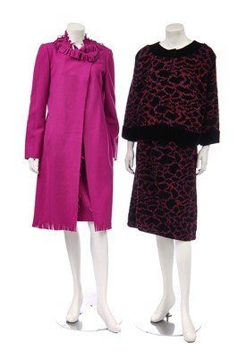 Lot 121 - An Emporio Armani fuchsia cashmere-wool suit, circa 2000