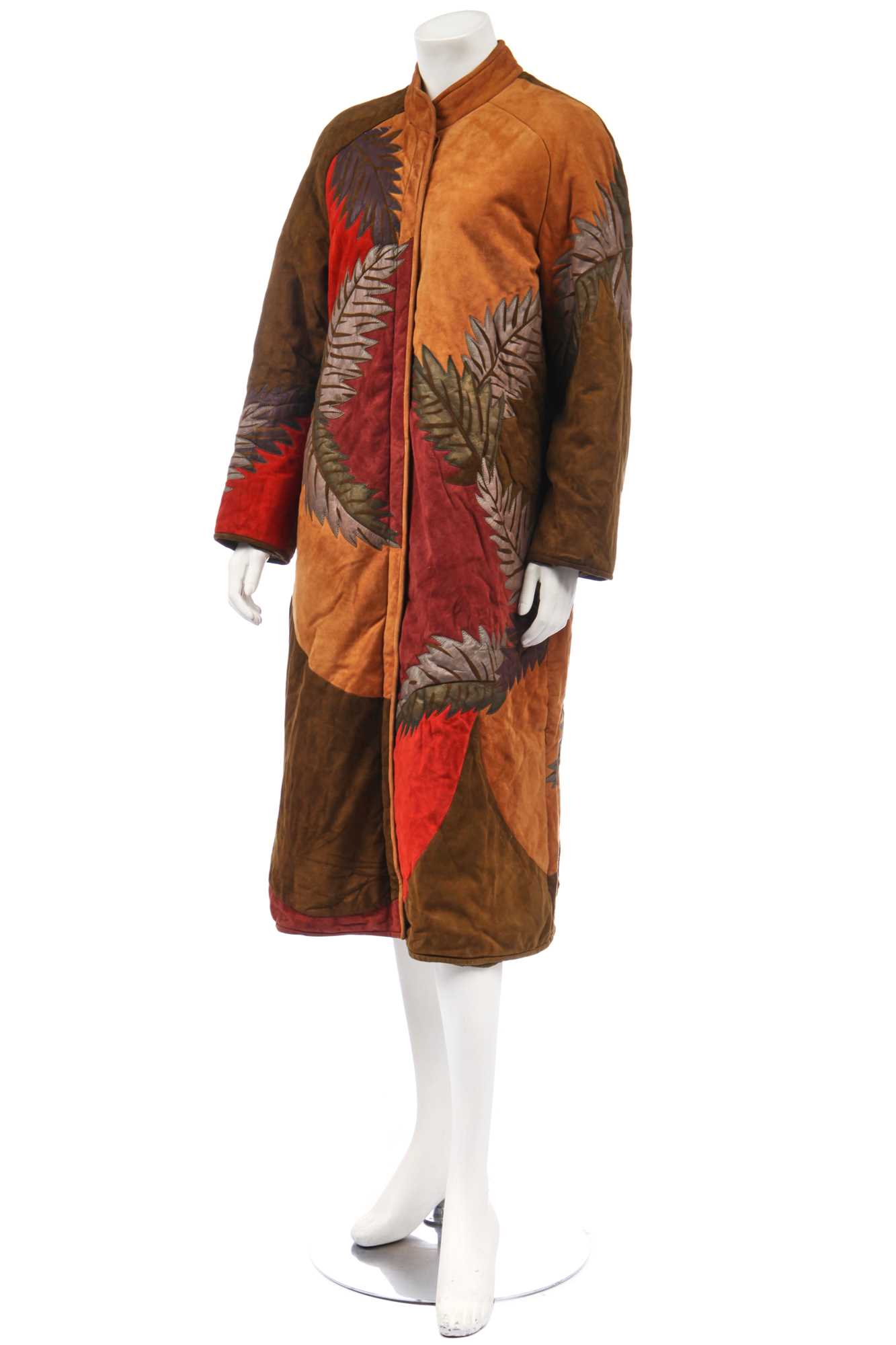 Lot 185 - A Roberto Cavalli patchwork suede coat,