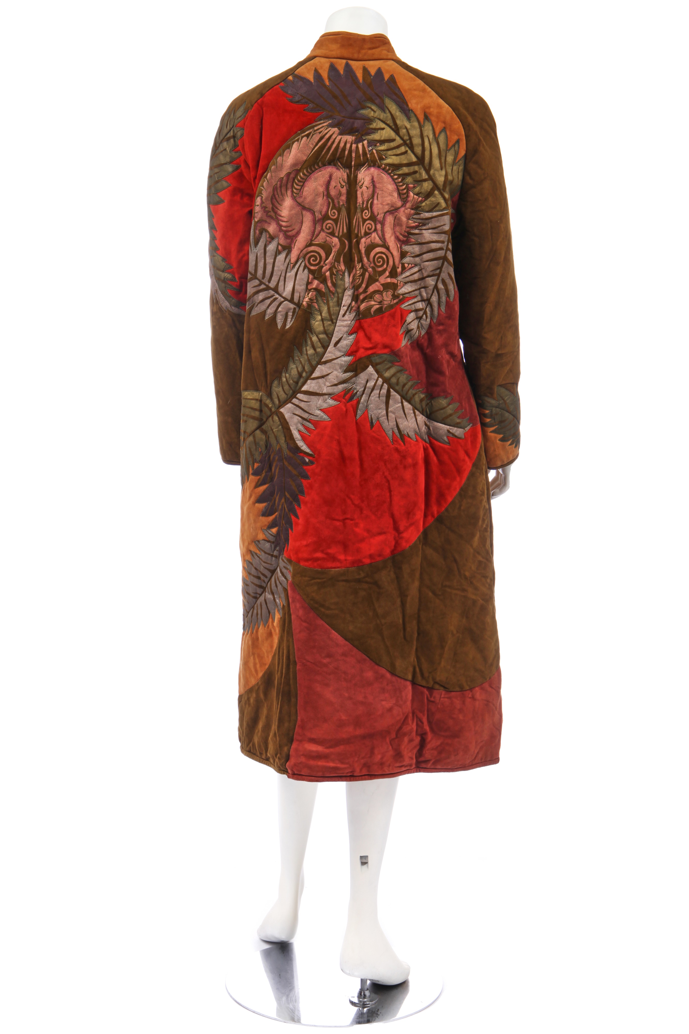 Lot 185 - A Roberto Cavalli patchwork suede coat,