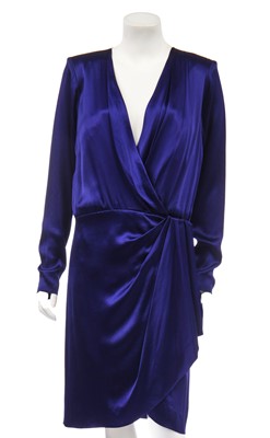 Lot 186 - An Yves Saint Laurent ink-purple satin cocktail dress, circa 1988