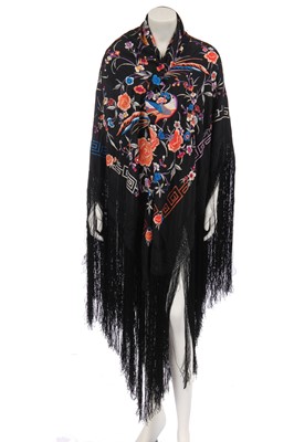 Lot 446 - A Cantonese embroidered shawl, Chinese, 1920s