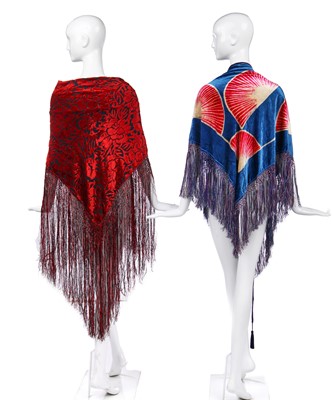 Lot 449 - Four velvet shawls, 1920s