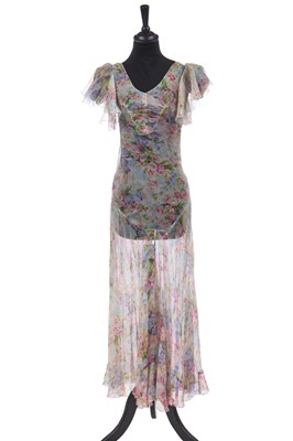 Lot 416 - A floral chiffon evening gown, 1930s