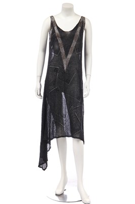 Lot 458 - A beaded black muslin flapper dress, circa 1925