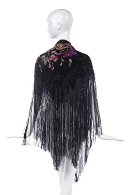 Lot 462 - Three devoré velvet shawls, 1920s