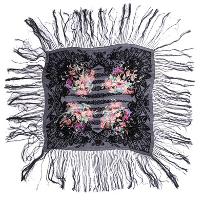 Lot 462 - Three devoré velvet shawls, 1920s