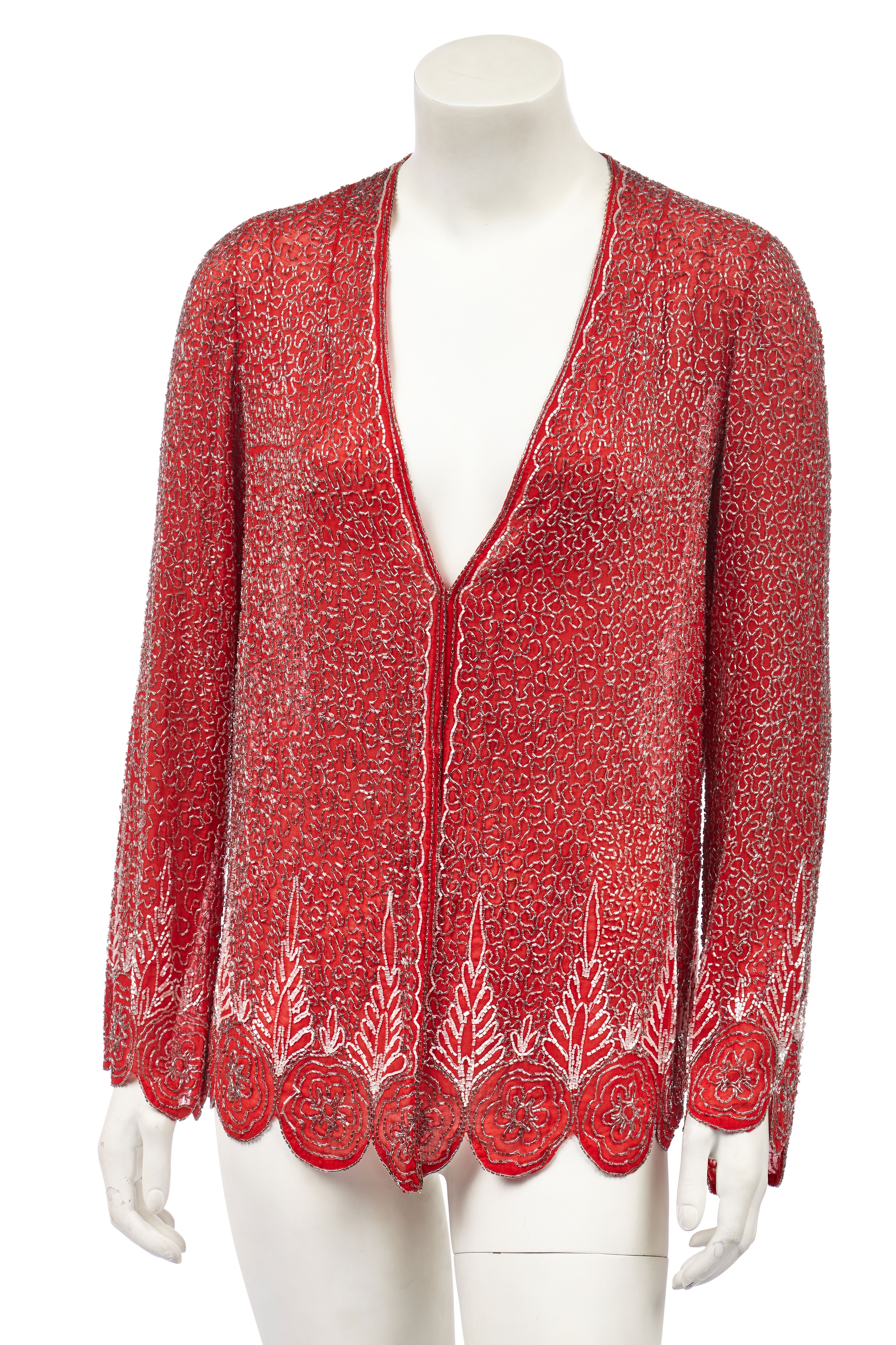 Lot 465 - A beaded muslin evening jacket, late