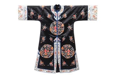 Lot 541 - An embroidered red satin chang-fu, Chinese, circa 1900