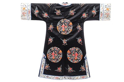 Lot 541 - An embroidered red satin chang-fu, Chinese, circa 1900