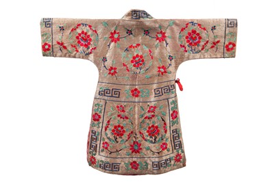 Lot 541 - An embroidered red satin chang-fu, Chinese, circa 1900